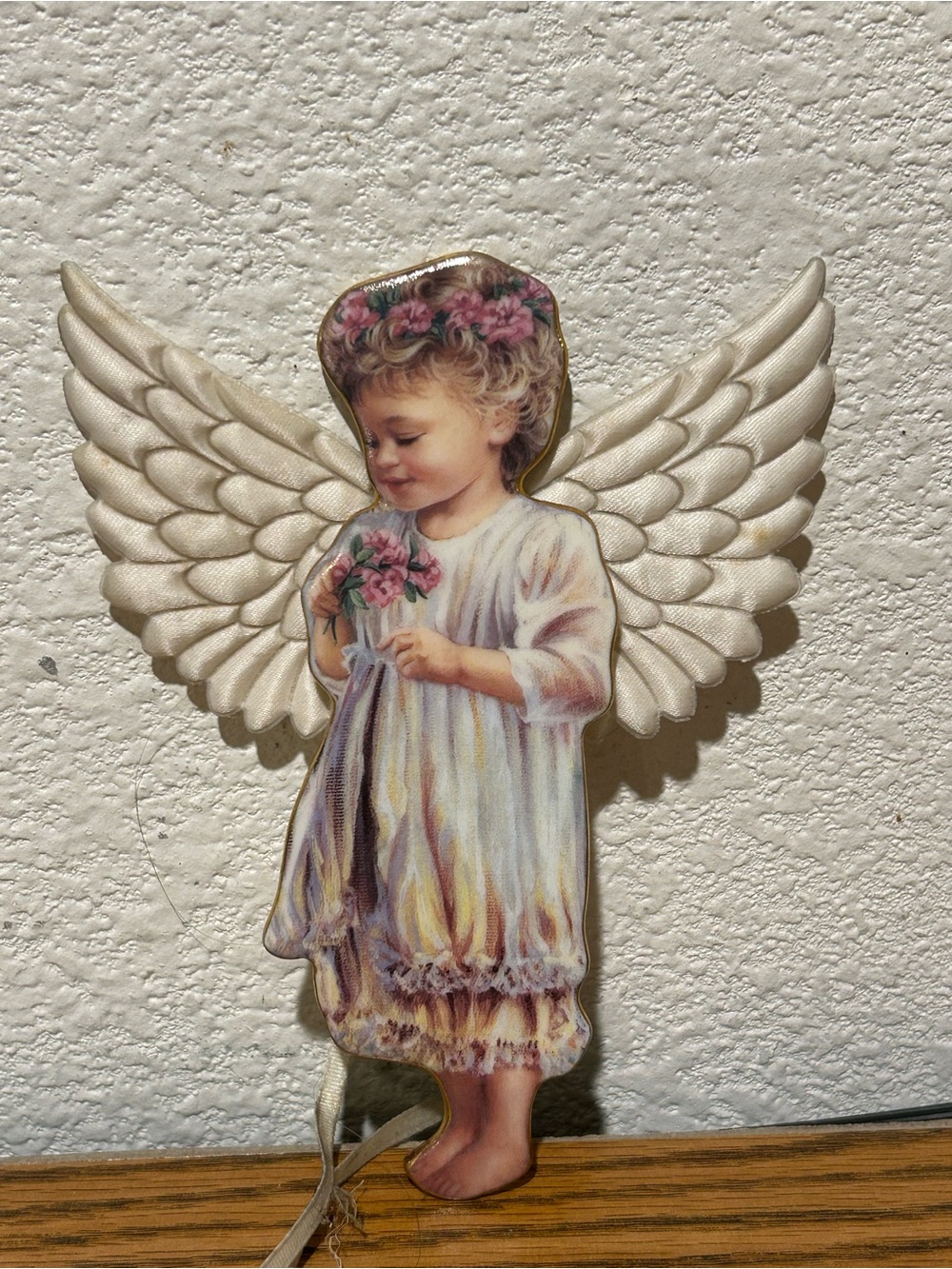 The Bradford Exchange Garden Miracle Cream and Pink Angel Ornament